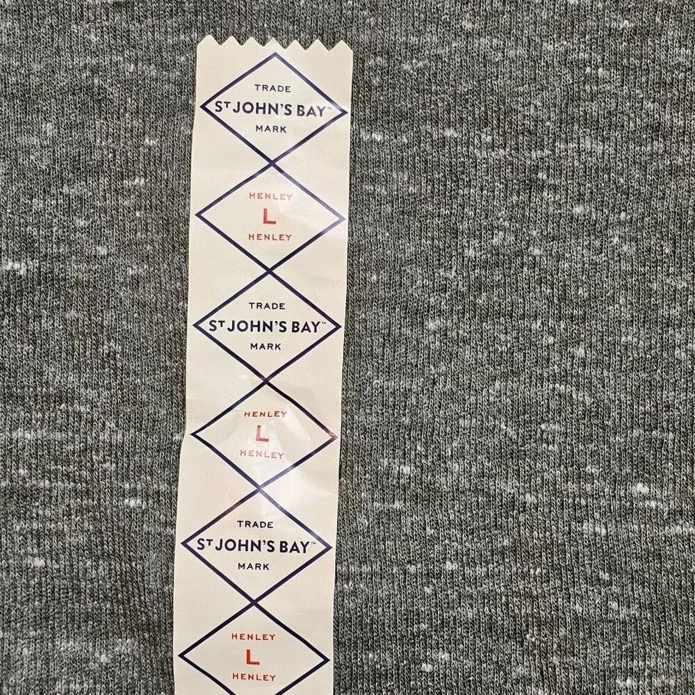 NWT St Johns Bay Henley Shirt Men L Olive Green Long Sleeve Buttons Casual - Picture 8 of 13